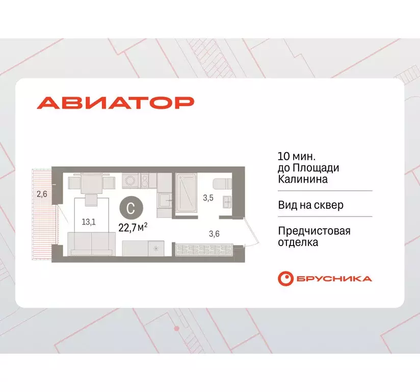 Квартира-студия: Новосибирск, улица Аэропорт (22.69 м) - Фото 0