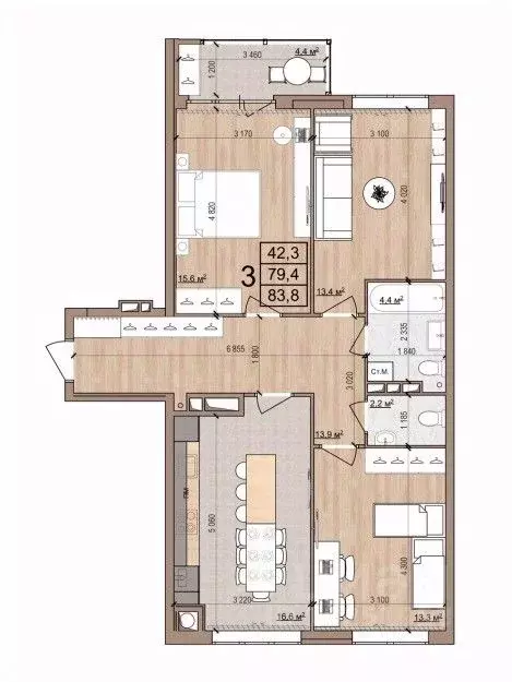 3-к кв. Рязанская область, Рязань Медицинская ул., 3 (83.8 м) - Фото 0