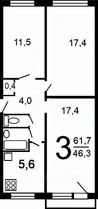 3-к кв. Нижегородская область, Нижний Новгород ул. Строкина, 8 (60.0 ... - Фото 1