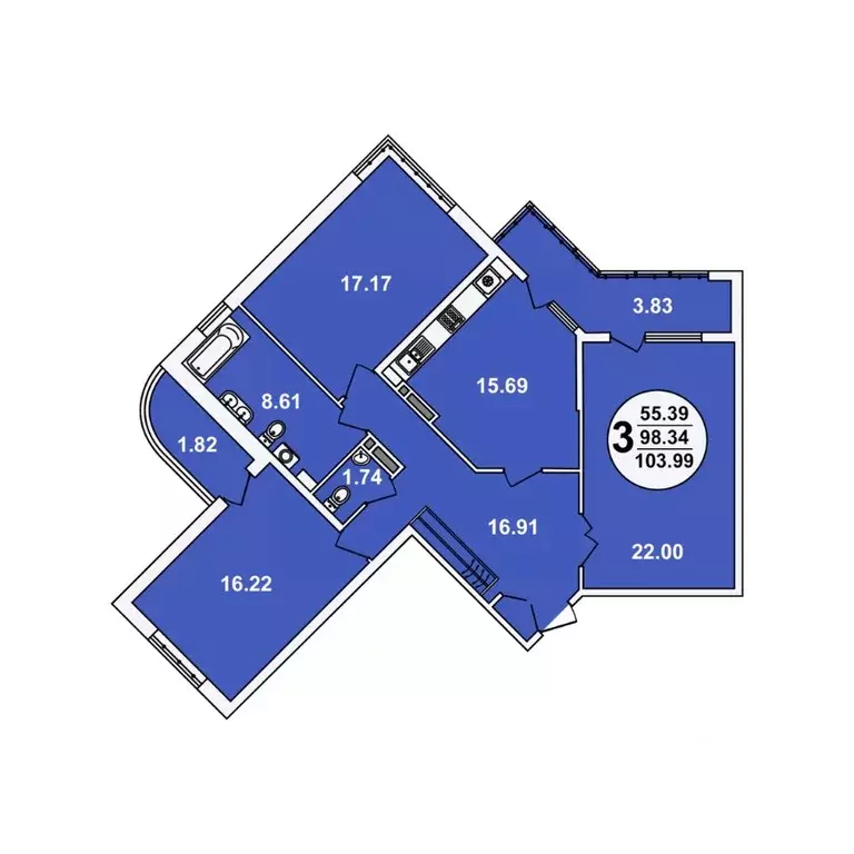 3-к кв. Краснодарский край, Краснодар ул. Шоссе Нефтяников, 18к3 ... - Фото 1