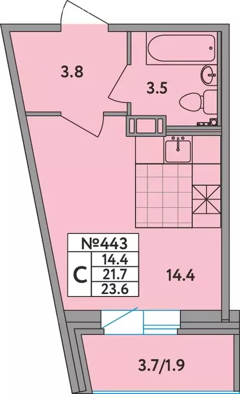 Квартира-студия: Новое Девяткино, Главная улица, 2 (23.6 м) - Фото 1