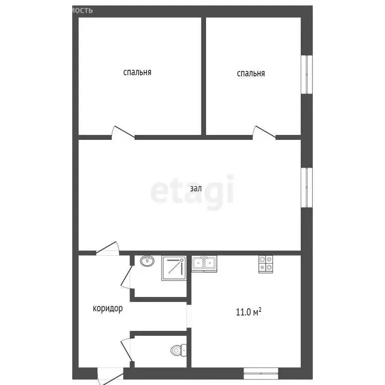 3-комнатная квартира: Ялуторовск, улица Чкалова, 1 (70 м) - Фото 1