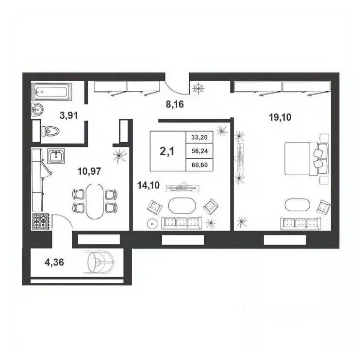 2-к кв. Новгородская область, Великий Новгород ул. Якова Павлова, 17 ... - Фото 1