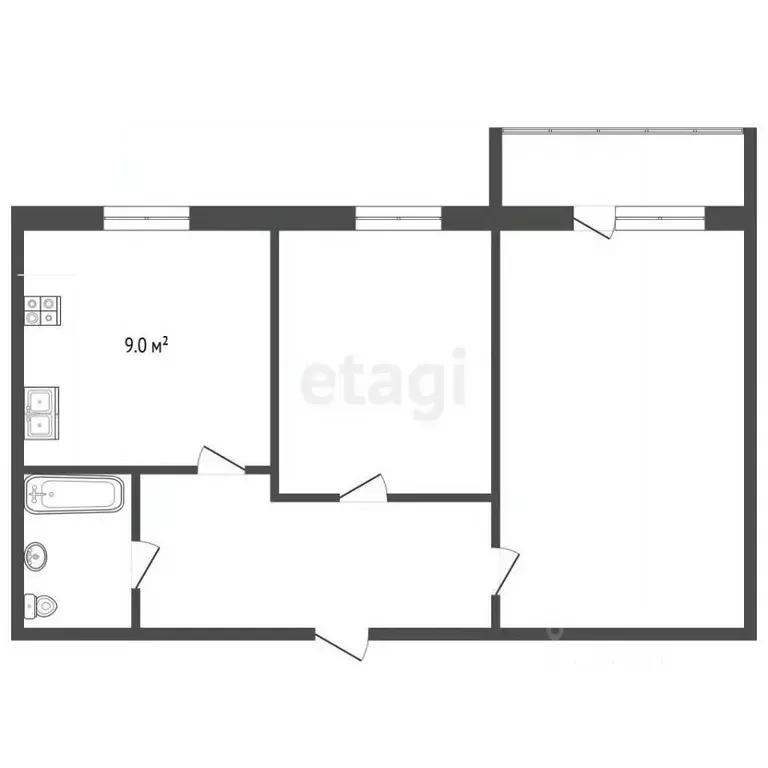 2-к кв. Ростовская область, Аксай Садовая ул., 2 (47.3 м) - Фото 2