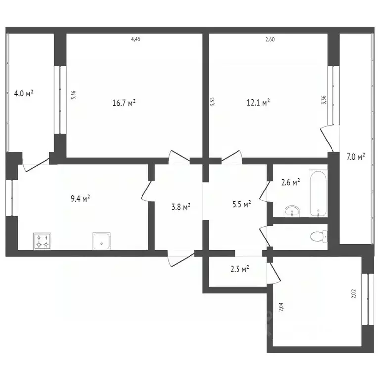 3-к кв. Севастополь просп. Героев Сталинграда, 54 (67.0 м) - Фото 2