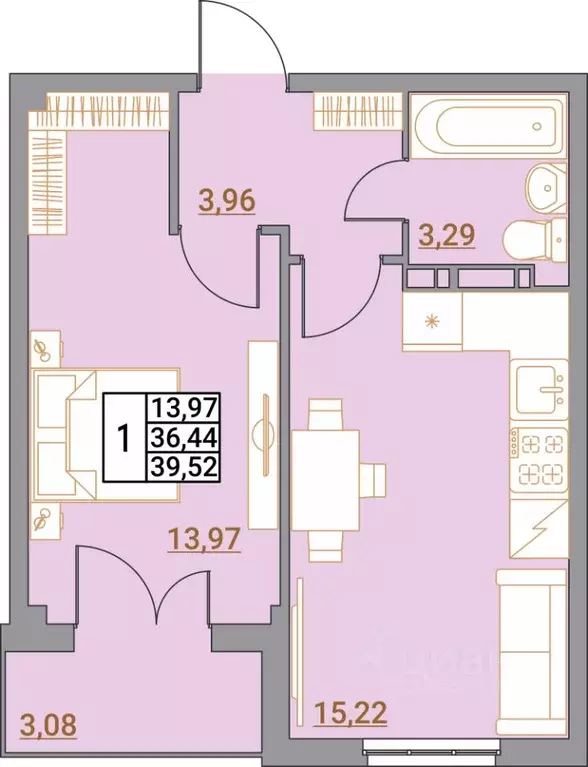 1-к кв. Волгоградская область, Волгоград Удмуртская ул., 75 (39.52 м) - Фото 0