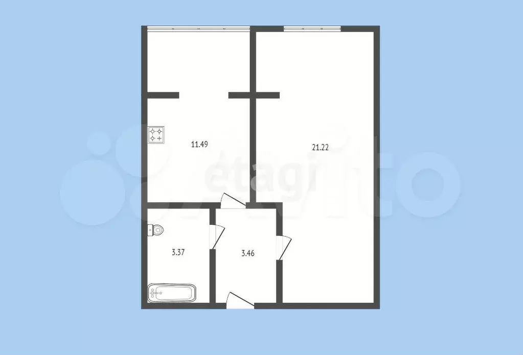 1-к. квартира, 39,5 м, 9/10 эт. - Фото 0
