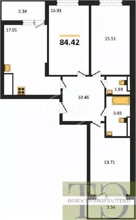 3-к кв. Калининградская область, Гурьевский муниципальный округ, пос. ... - Фото 1