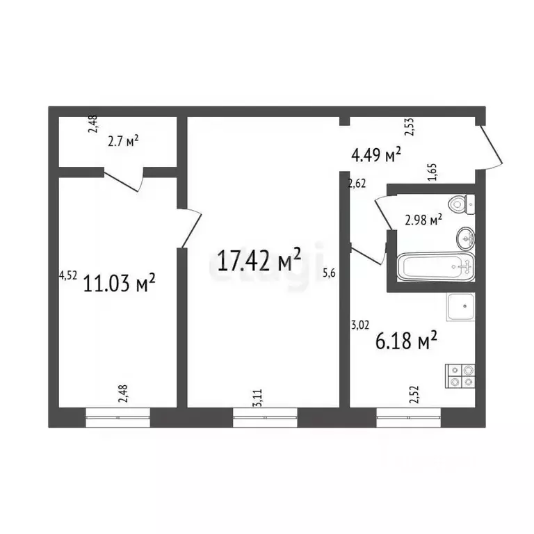 2-к кв. Ульяновская область, Ульяновск ул. Варейкиса, 13 (44.8 м) - Фото 1
