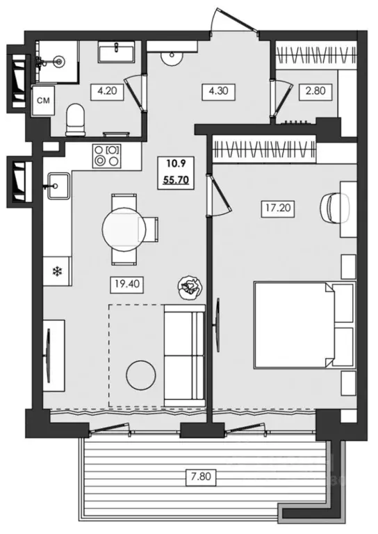 2-к кв. Крым, Алушта ул. Сергеева-Ценского, 4В (55.7 м) - Фото 1