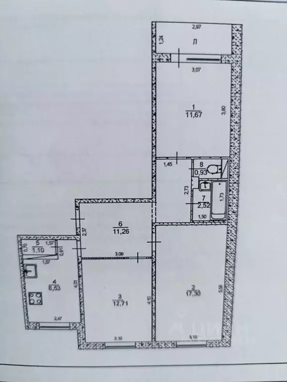 3-к кв. Ульяновская область, Ульяновск Октябрьская ул., 30А (69.0 м) - Фото 1