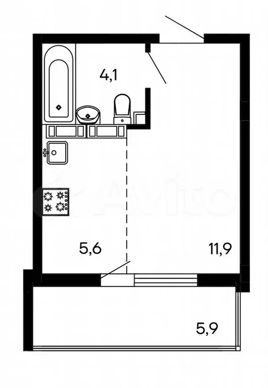 Квартира-студия, 27,5м, 9/9эт. - Фото 0