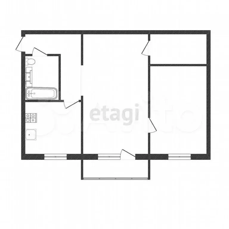 2-к. квартира, 46,1 м, 2/5 эт. - Фото 0