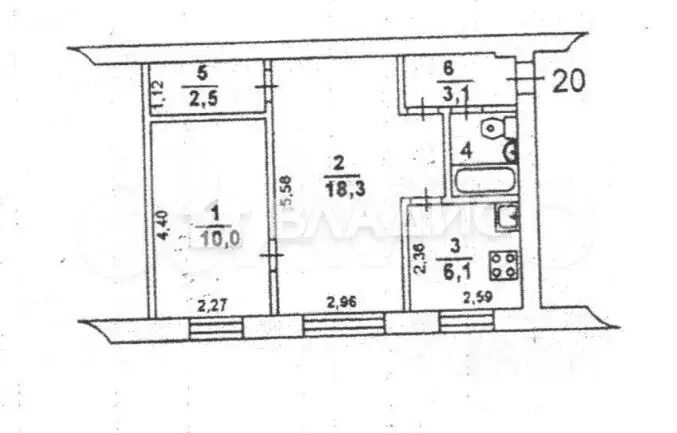 2-к. квартира, 43 м, 1/5 эт. - Фото 0