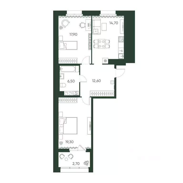 2-к кв. Санкт-Петербург Пески тер.,  (73.7 м) - Фото 1