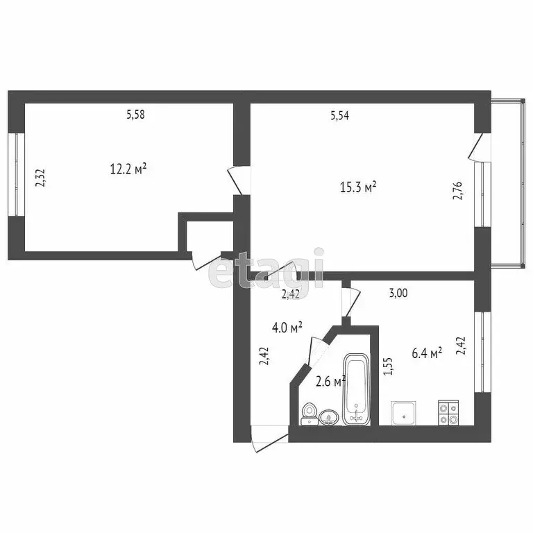 2-комнатная квартира: Евпатория, улица Некрасова, 81 (43.2 м) - Фото 1