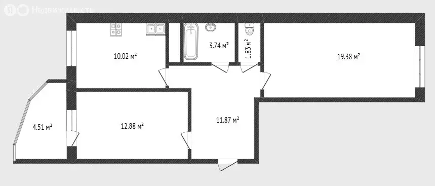 2-комнатная квартира: Тюмень, улица Прокопия Артамонова, 6к1 (58.3 м) - Фото 2