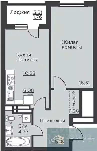 1-к кв. Воронежская область, Воронеж ул. Ломоносова, 116Б (48.3 м) - Фото 0
