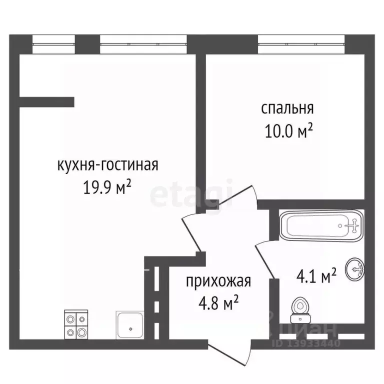 1-к кв. Тюменская область, Тюменский район, д. Дербыши ул. ... - Фото 1