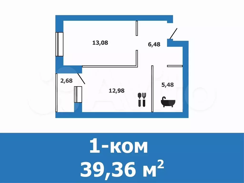 1-к. квартира, 39,4 м, 3/4 эт. - Фото 0