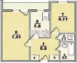 2-к. квартира, 48,7 м, 2/9 эт. - Фото 0