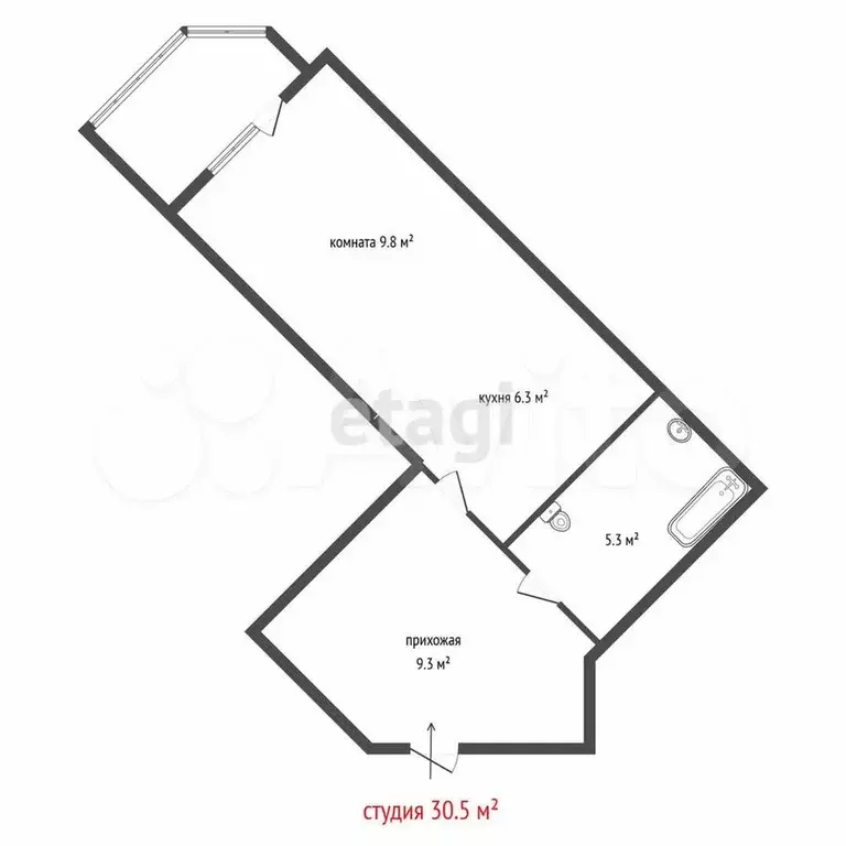 Квартира-студия, 30,5 м, 13/22 эт. - Фото 0