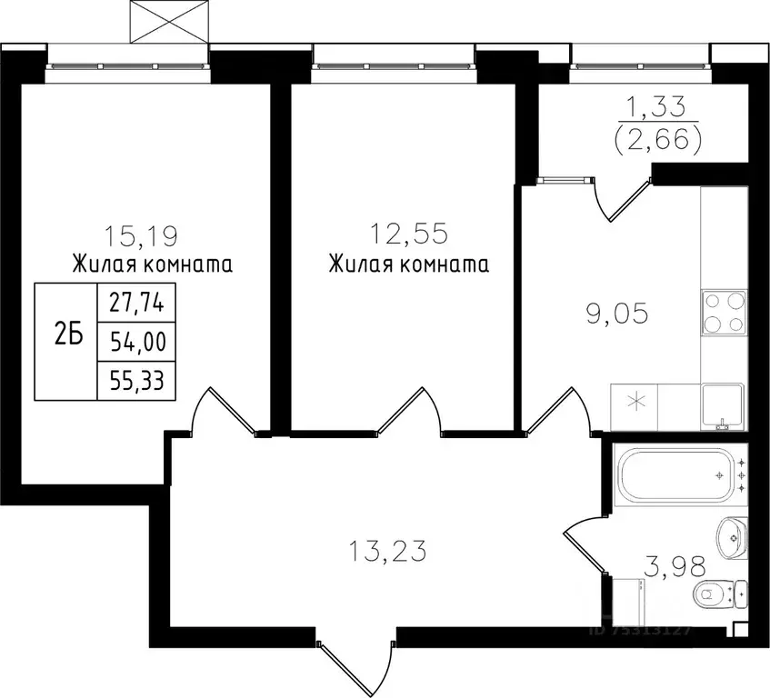 2-к кв. Татарстан, Казань ул. Михаила Миля (55.33 м) - Фото 0