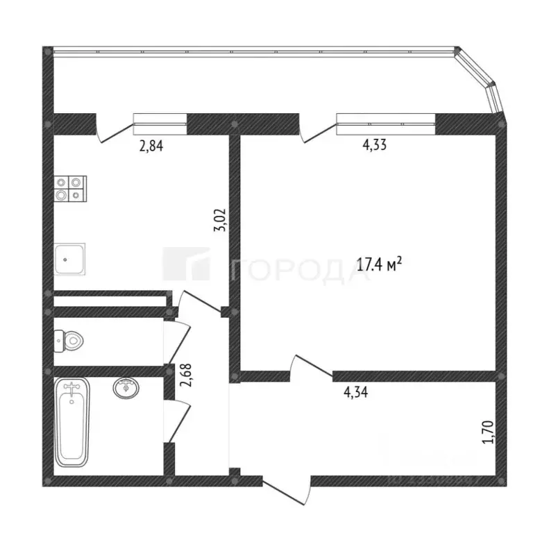 1-к кв. Кемеровская область, Новокузнецк Вокзальная ул., 21А (41.9 м) - Фото 1