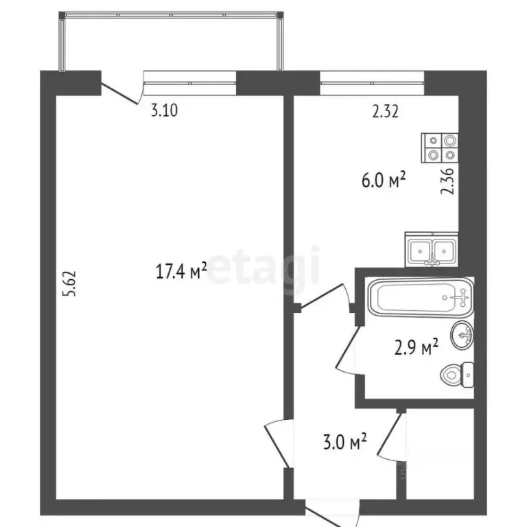 1-к кв. Архангельская область, Новодвинск ул. Уборевича, 45 (30.3 м) - Фото 1