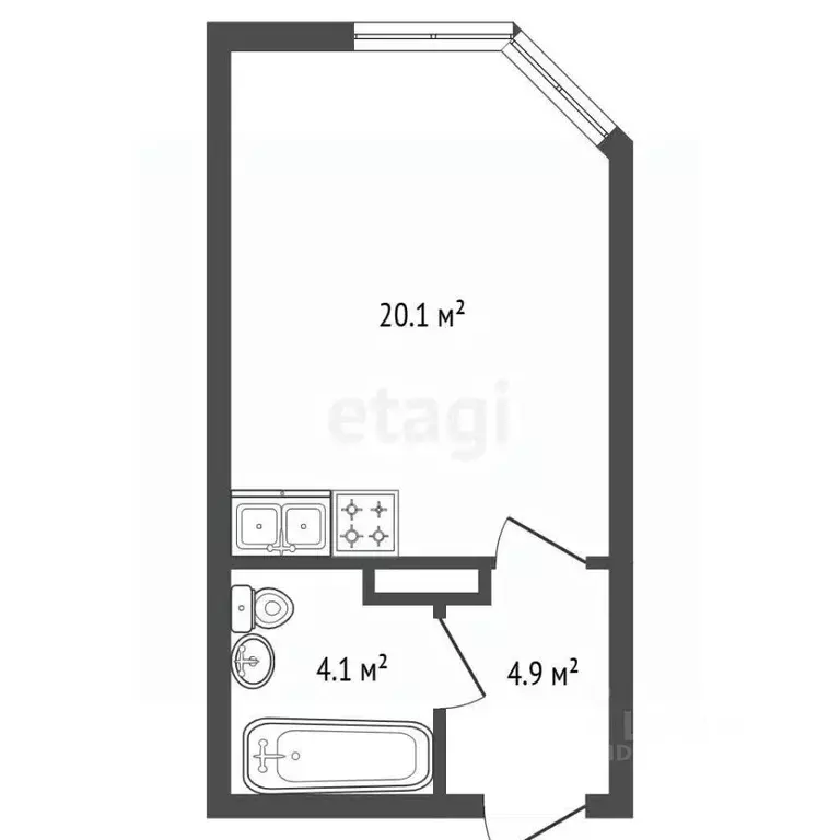 Студия Санкт-Петербург Комендантский просп., 62 (28.2 м) - Фото 1