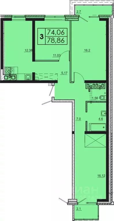 3-к кв. Иркутская область, Иркутск Ново-Ленино мкр, Мега жилой ... - Фото 0