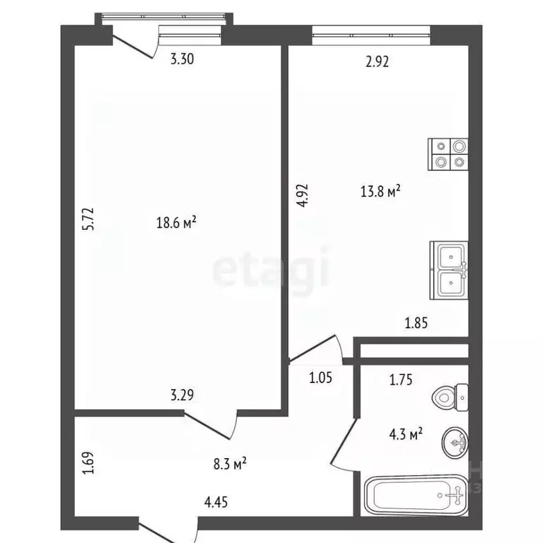 1-к кв. Санкт-Петербург Московский просп., 183-185Ак3 (45.0 м) - Фото 2