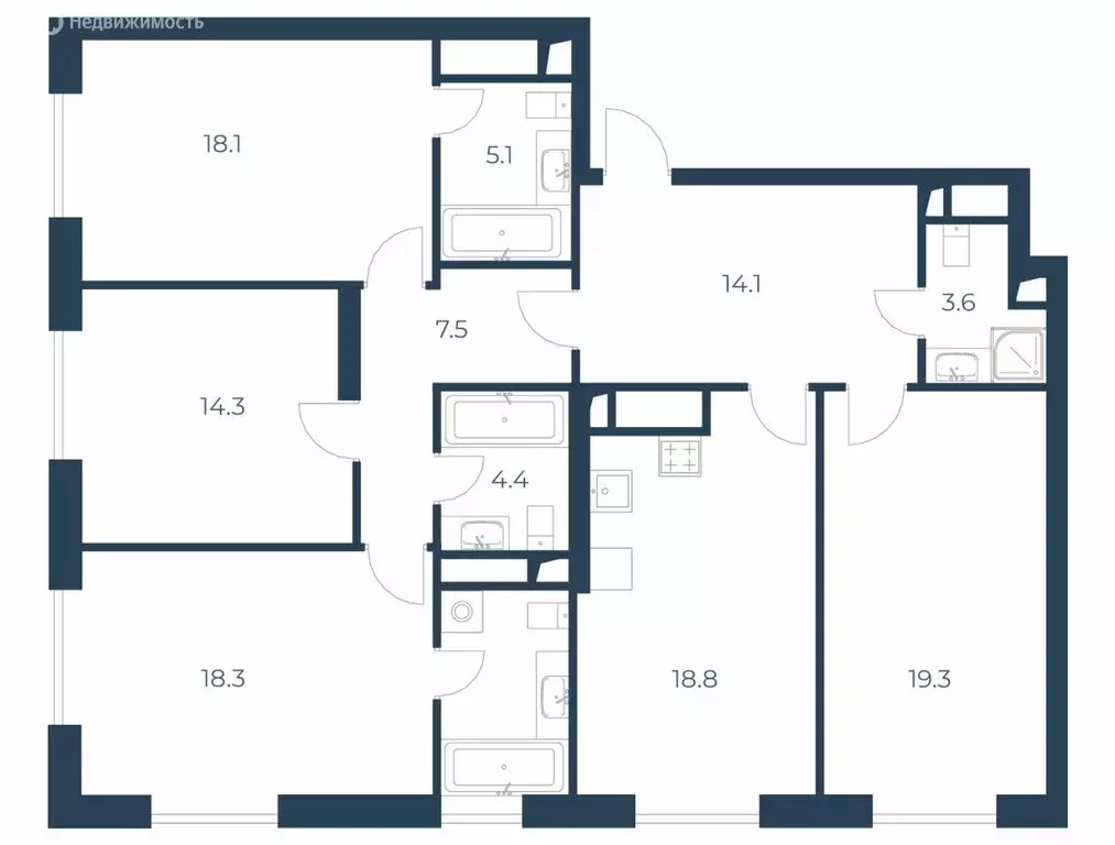 4-комнатная квартира: Москва, Щукинская улица, 3 (129.2 м) - Фото 1