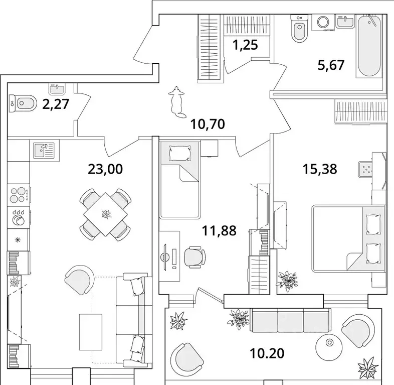 2-к кв. Санкт-Петербург Кубинская ул., 82к3с1 (75.1 м) - Фото 0