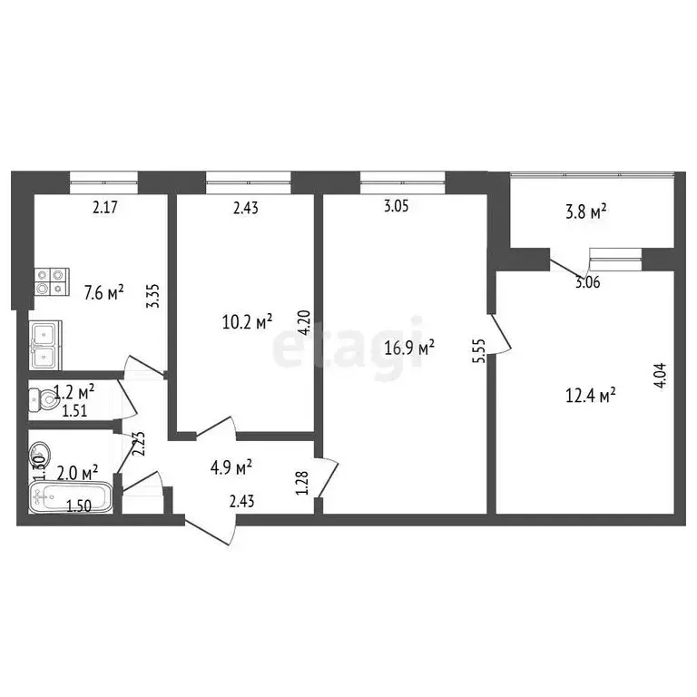3-комнатная квартира: Самара, улица Челюскинцев, 10 (55 м) - Фото 0