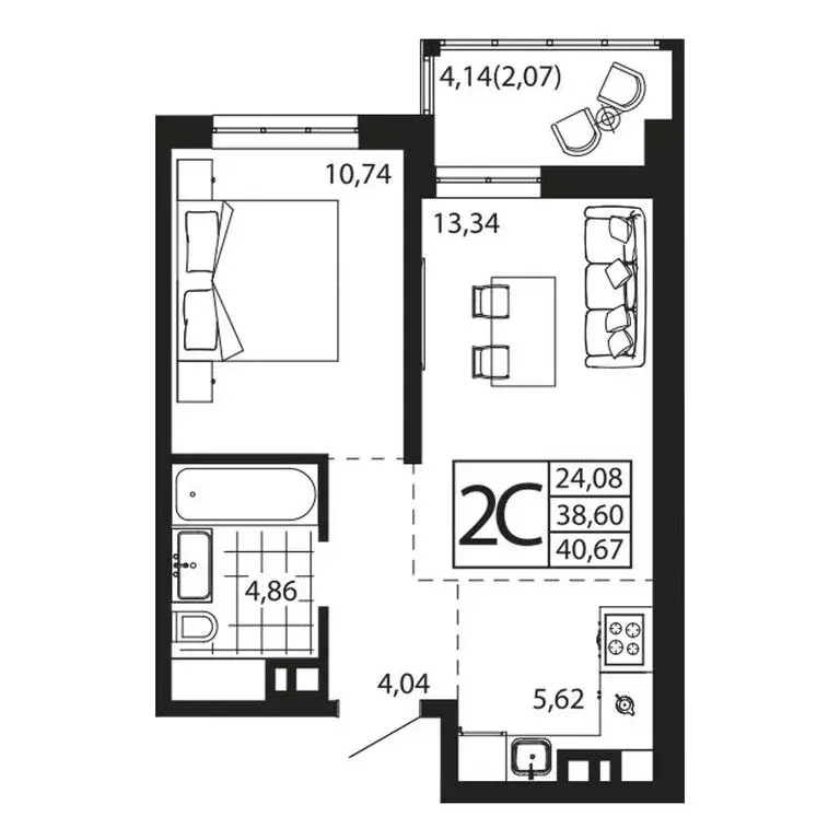 2-комнатная квартира: Ростов-на-Дону, улица Текучёва, 370/2 (39.95 м) - Фото 0