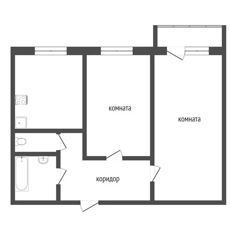 2-комнатная квартира: Комсомольск-на-Амуре, улица Калинина, 41 (51 м) - Фото 1