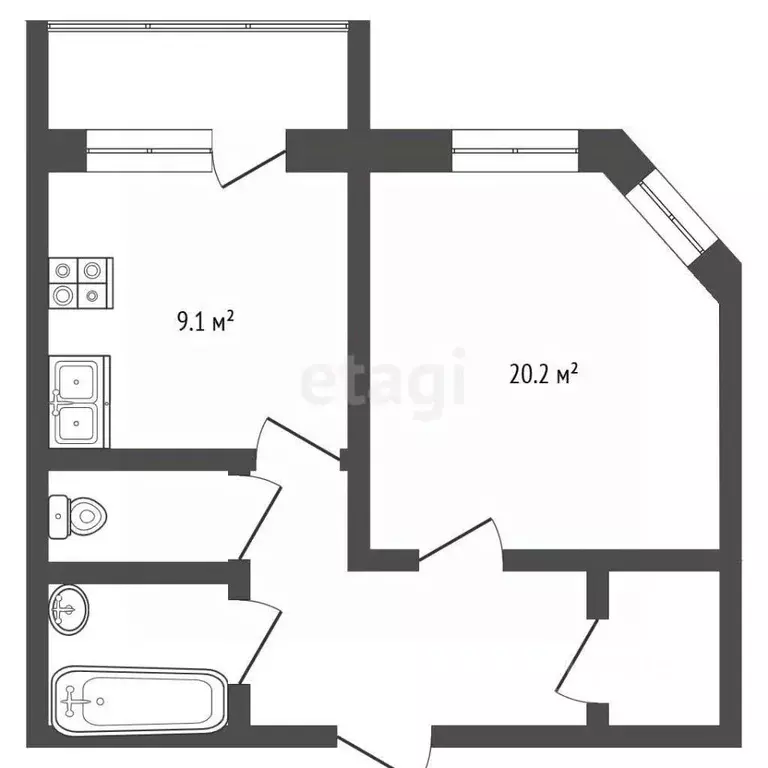 1-к кв. Чувашия, Чебоксары бул. Анатолия Миттова, 35 (38.3 м) - Фото 2