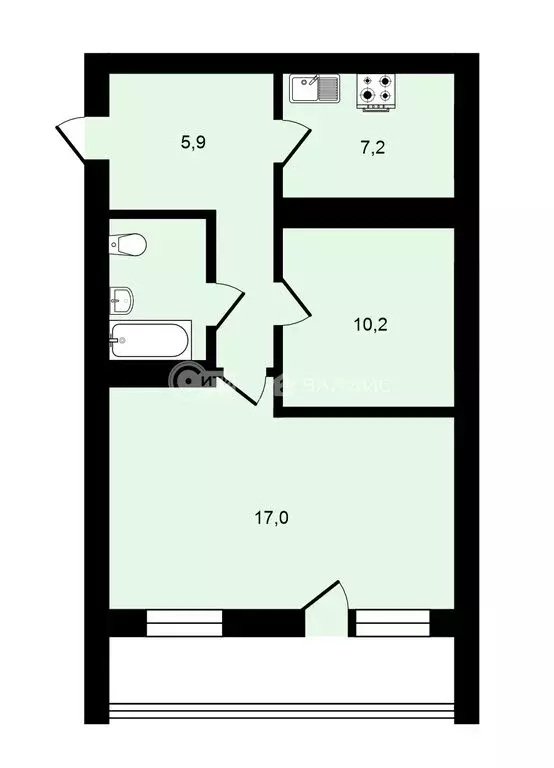 2-комнатная квартира: Воронеж, Новгородская улица, 139 (44.1 м) - Фото 1
