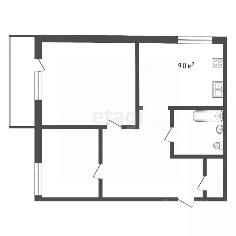 2-к кв. Владимирская область, Муром Пролетарская ул., 5 (39.9 м) - Фото 1