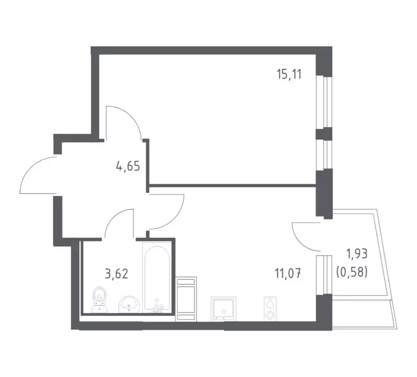 1-комнатная квартира: деревня Коробово, улица Авиаторов, 9 (34.6 м) - Фото 1