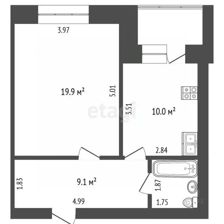 1-к кв. Марий Эл, Йошкар-Ола ул. Льва Толстого, 70 (42.3 м) - Фото 2