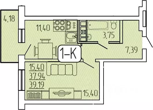 1-к кв. Бурятия, Улан-Удэ 140Б мкр,  (39.19 м) - Фото 1