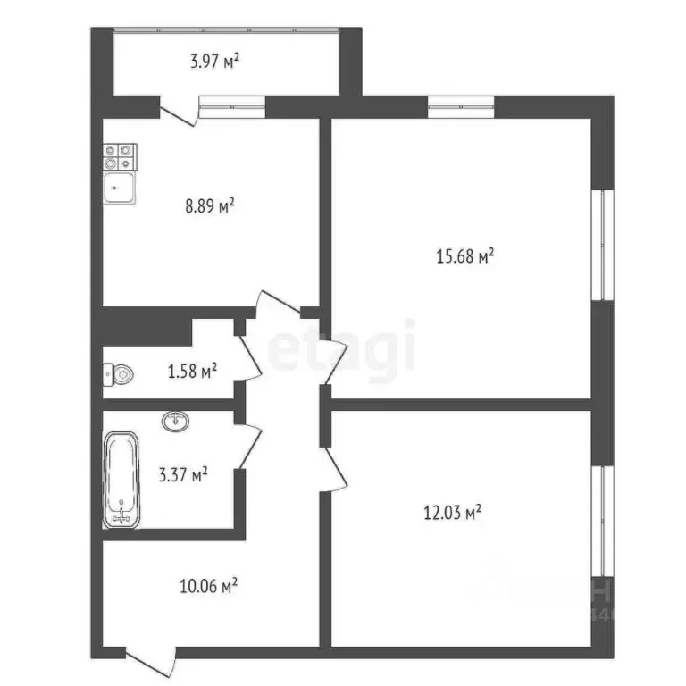 2-к кв. Тюменская область, Тюмень ул. Дмитрия Менделеева, 2к2 (52.0 м) - Фото 1