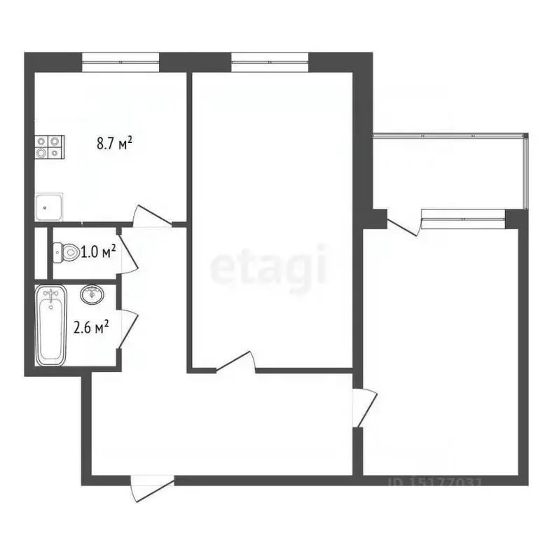 2-к кв. Ямало-Ненецкий АО, Новый Уренгой Мирный мкр, 1/4 (53.7 м) - Фото 2