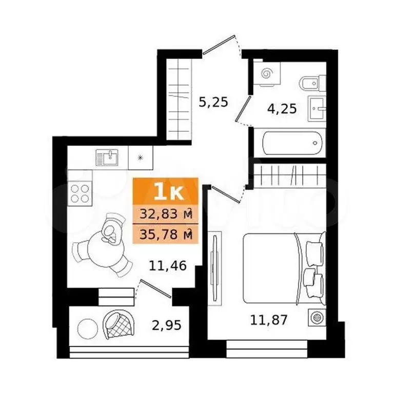 1-к. квартира, 35,8 м, 6/27 эт. - Фото 0