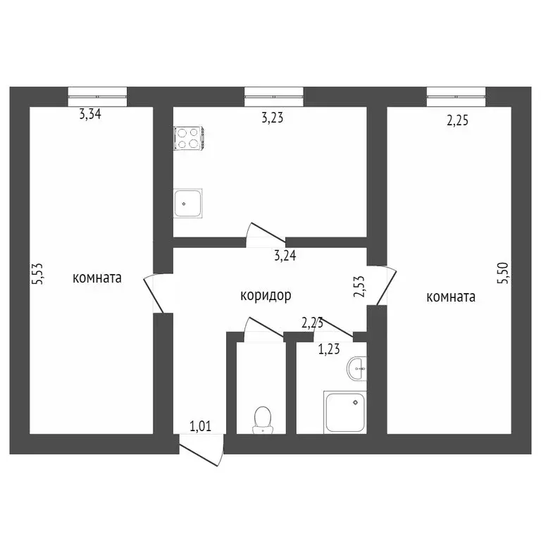 2-комнатная квартира: Ишим, улица Калинина, 108 (41.6 м) - Фото 0