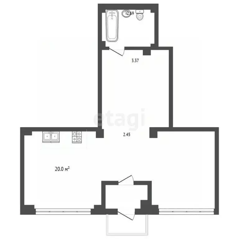 2-к кв. Севастополь Севастопольская зона ЮБК кв-л, 14А (57.0 м) - Фото 2