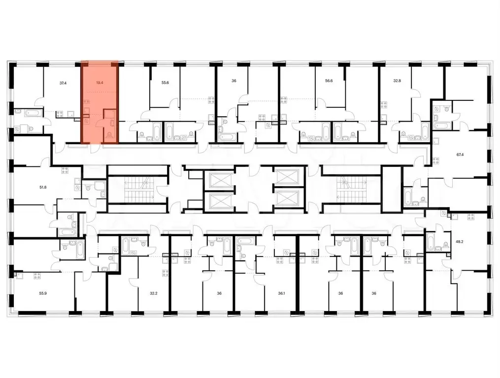 Квартира-студия, 19,4 м, 30/30 эт. - Фото 1