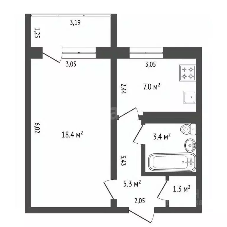 1-к кв. Амурская область, Благовещенск ул. Калинина, 134 (35.4 м) - Фото 2